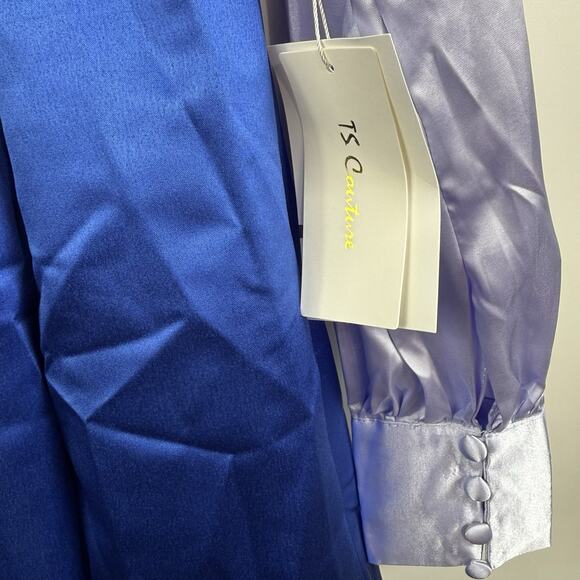 New Castlecore TS Couture Colorblock Blue Maxi Gown Puff Sleeve Evening HOCO - Picture 12 of 16